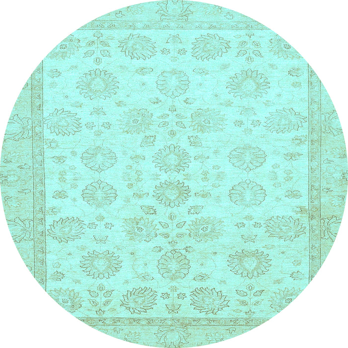 Round Oriental Light Blue Traditional Rug, abs456lblu