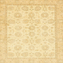 Square Abstract Mustard Yellow Oriental Rug, abs456