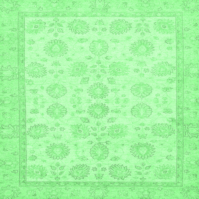 Square Machine Washable Oriental Emerald Green Traditional Area Rugs, wshabs456emgrn