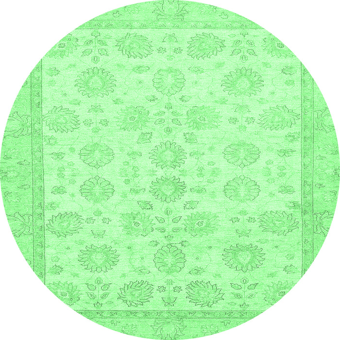 Round Machine Washable Oriental Emerald Green Traditional Area Rugs, wshabs456emgrn