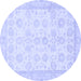 Round Oriental Blue Traditional Rug, abs456blu