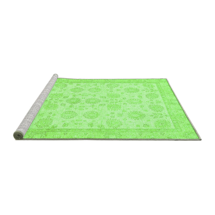 Sideview of Machine Washable Oriental Green Traditional Area Rugs, wshabs456grn