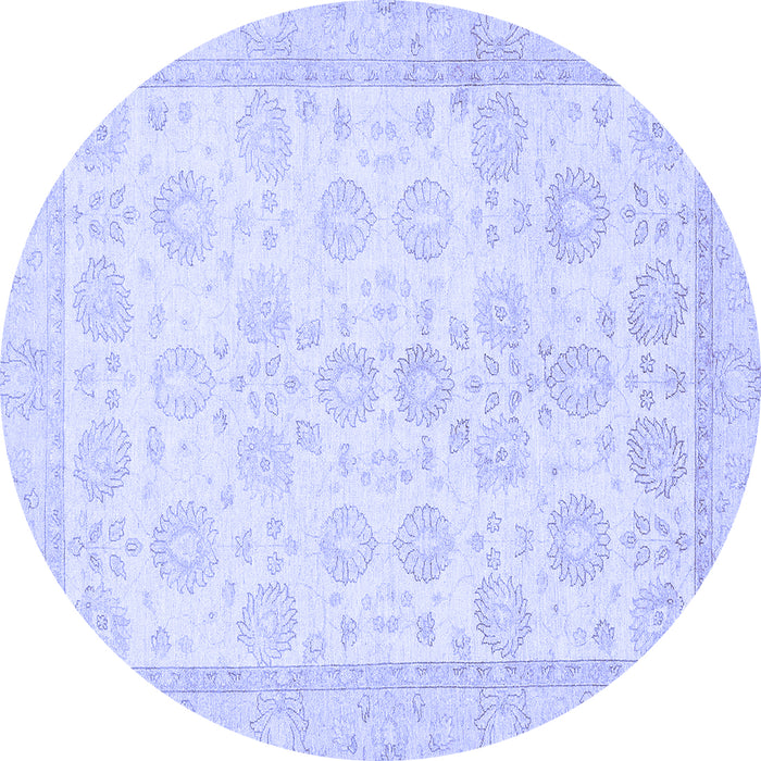 Round Machine Washable Oriental Blue Traditional Rug, wshabs456blu