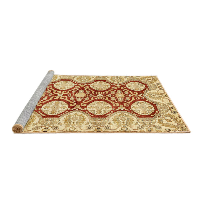 Sideview of Machine Washable Abstract Mustard Yellow Rug, wshabs457