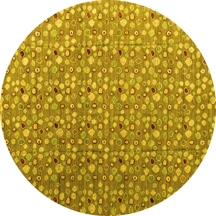 Round Machine Washable Abstract Yellow Modern Rug, wshabs4570yw