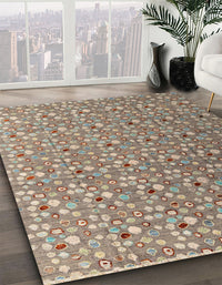 Abstract Light French Beige Brown Modern Rug, abs4570