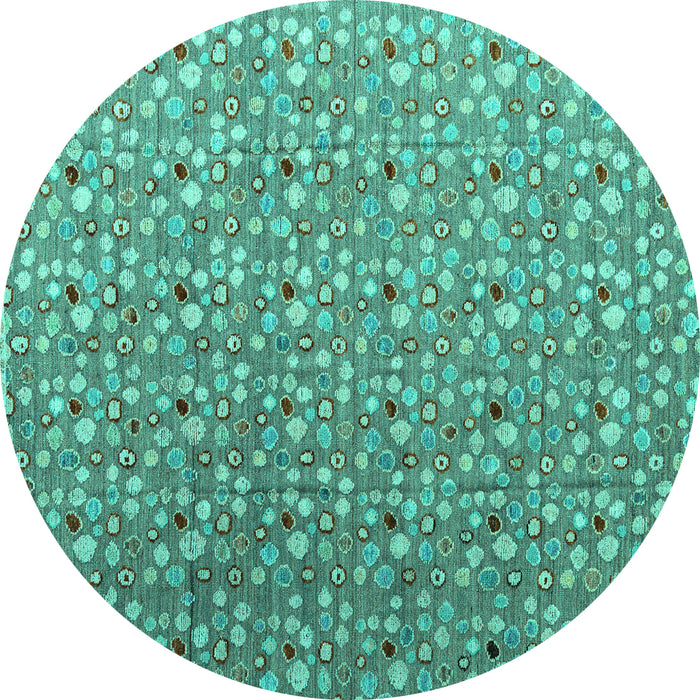 Round Abstract Turquoise Modern Rug, abs4570turq