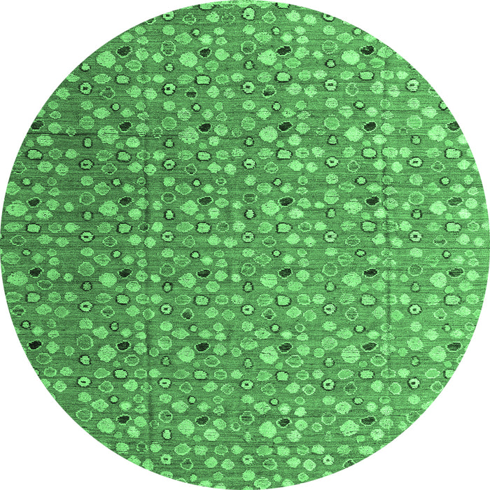 Round Abstract Emerald Green Modern Rug, abs4570emgrn
