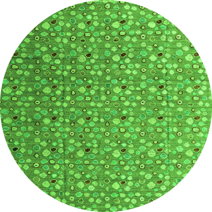 Round Abstract Green Modern Rug, abs4570grn