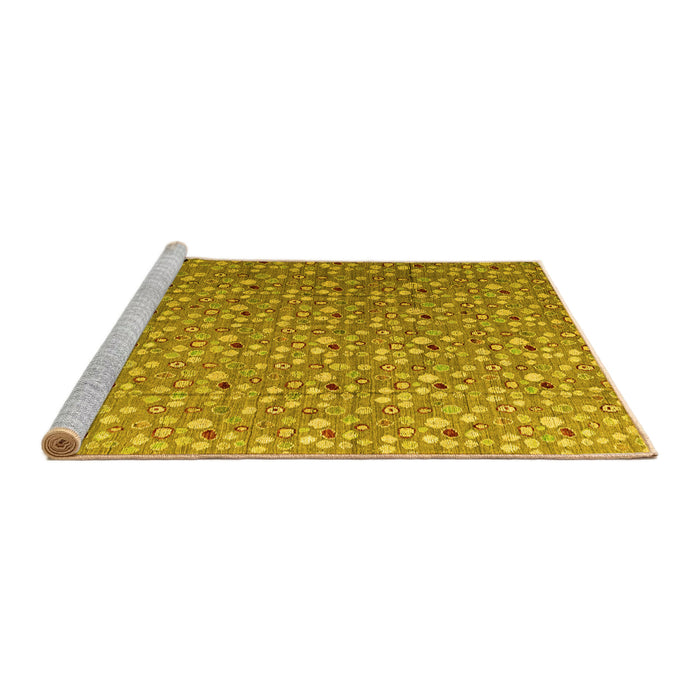 Sideview of Machine Washable Abstract Yellow Modern Rug, wshabs4570yw