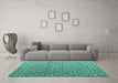 Machine Washable Abstract Turquoise Modern Area Rugs in a Living Room,, wshabs4570turq