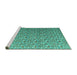 Sideview of Machine Washable Abstract Turquoise Modern Area Rugs, wshabs4570turq