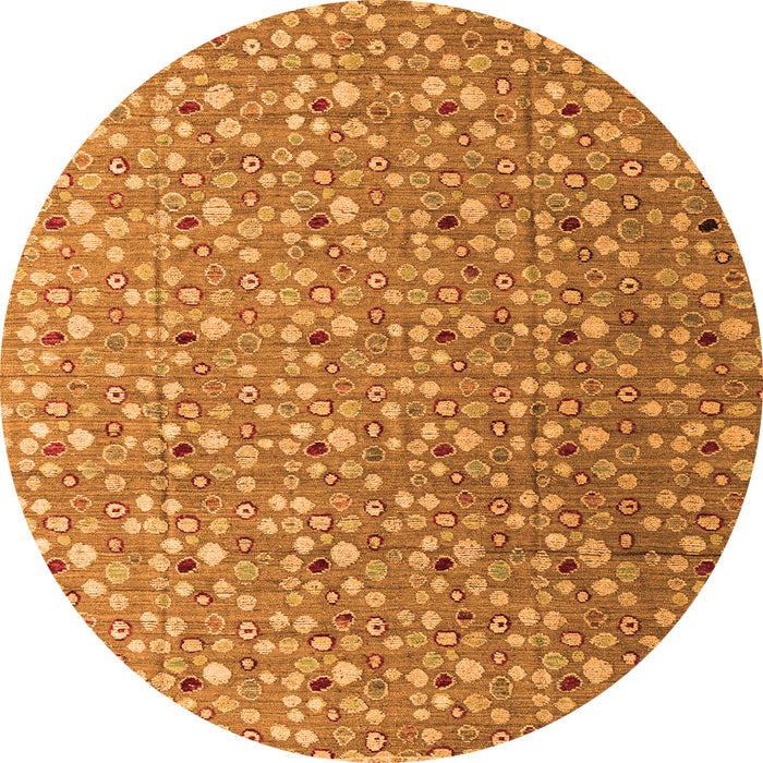 Round Machine Washable Abstract Orange Modern Area Rugs, wshabs4570org