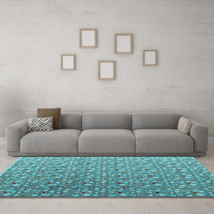 Machine Washable Abstract Light Blue Modern Rug in a Living Room, wshabs4570lblu