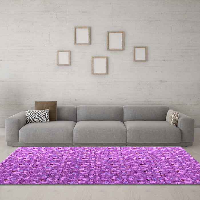 Machine Washable Abstract Purple Modern Area Rugs in a Living Room, wshabs4570pur
