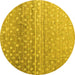 Round Machine Washable Abstract Yellow Modern Rug, wshabs4571yw