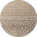 Round Abstract Dark Almond Brown Modern Rug, abs4571