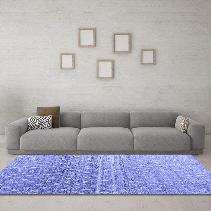 Machine Washable Abstract Blue Modern Rug in a Living Room, wshabs4571blu