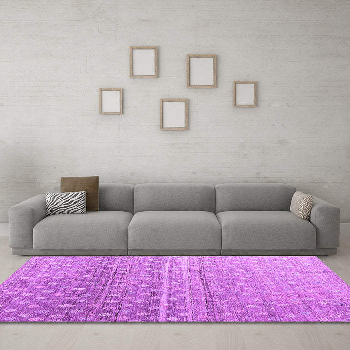 Machine Washable Abstract Purple Modern Area Rugs in a Living Room, wshabs4571pur