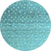 Round Machine Washable Abstract Light Blue Modern Rug, wshabs4571lblu