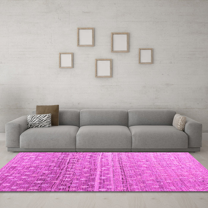 Machine Washable Abstract Pink Modern Rug in a Living Room, wshabs4571pnk