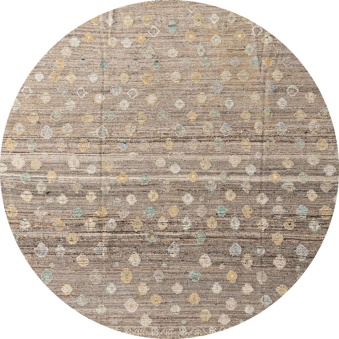 Round Machine Washable Abstract Dark Almond Brown Rug, wshabs4571