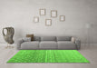 Machine Washable Abstract Green Modern Area Rugs in a Living Room,, wshabs4571grn