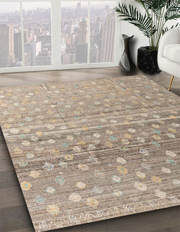 Machine Washable Abstract Dark Almond Brown Rug in a Family Room, wshabs4571