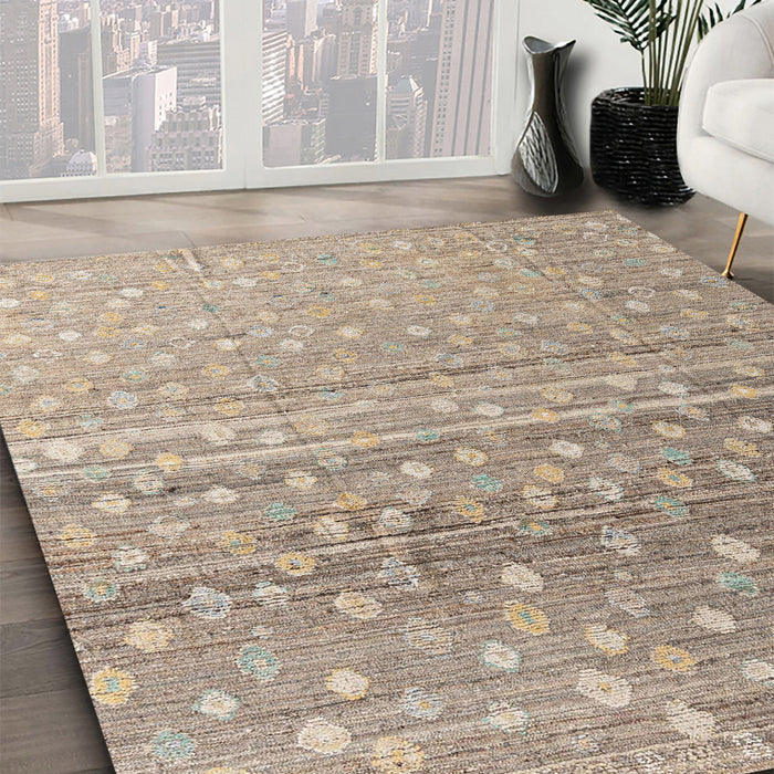 Machine Washable Abstract Dark Almond Brown Rug in a Family Room, wshabs4571