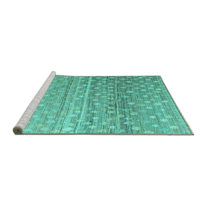 Sideview of Machine Washable Abstract Turquoise Modern Area Rugs, wshabs4571turq
