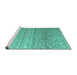 Sideview of Machine Washable Abstract Turquoise Modern Area Rugs, wshabs4571turq