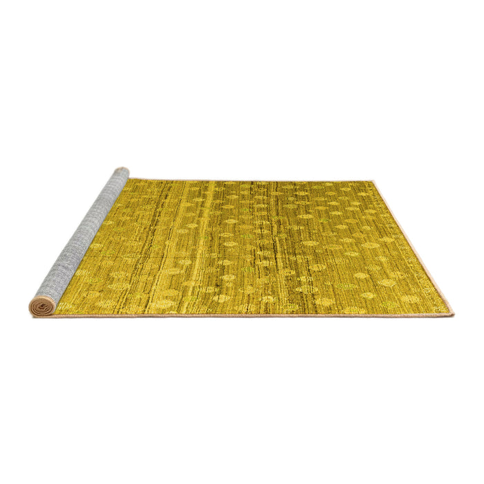 Sideview of Machine Washable Abstract Yellow Modern Rug, wshabs4571yw