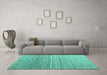 Machine Washable Abstract Turquoise Modern Area Rugs in a Living Room,, wshabs4571turq