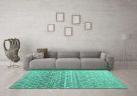 Machine Washable Abstract Turquoise Modern Rug, wshabs4571turq