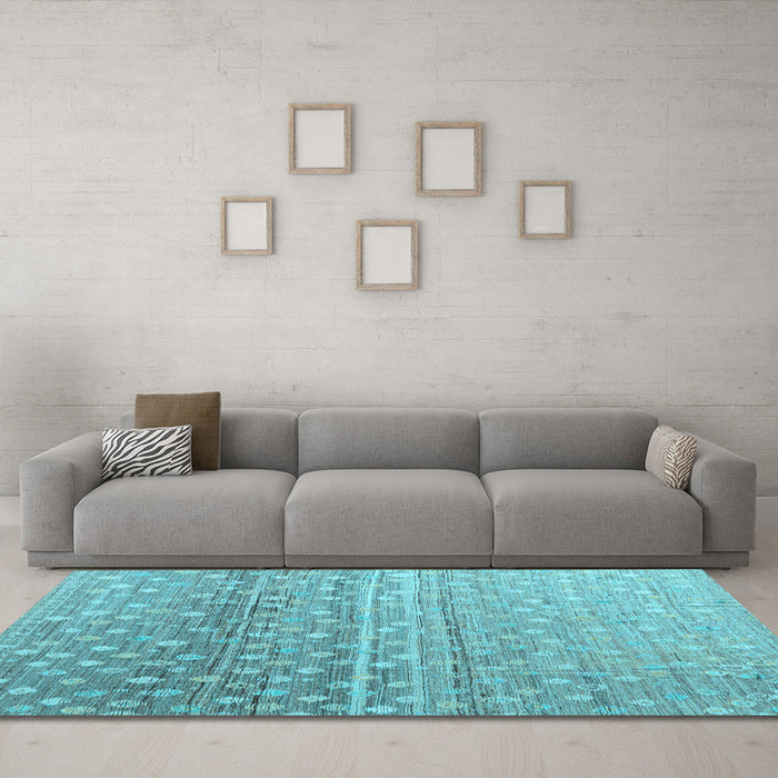 Machine Washable Abstract Light Blue Modern Rug in a Living Room, wshabs4571lblu