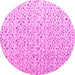 Round Machine Washable Solid Pink Modern Rug, wshabs4572pnk