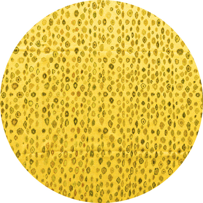 Round Machine Washable Solid Yellow Modern Rug, wshabs4572yw