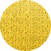 Round Machine Washable Solid Yellow Modern Rug, wshabs4572yw