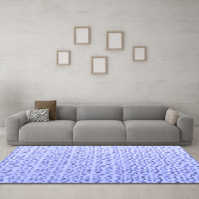 Machine Washable Solid Blue Modern Rug in a Living Room, wshabs4572blu