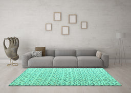 Machine Washable Solid Turquoise Modern Area Rugs in a Living Room,, wshabs4572turq