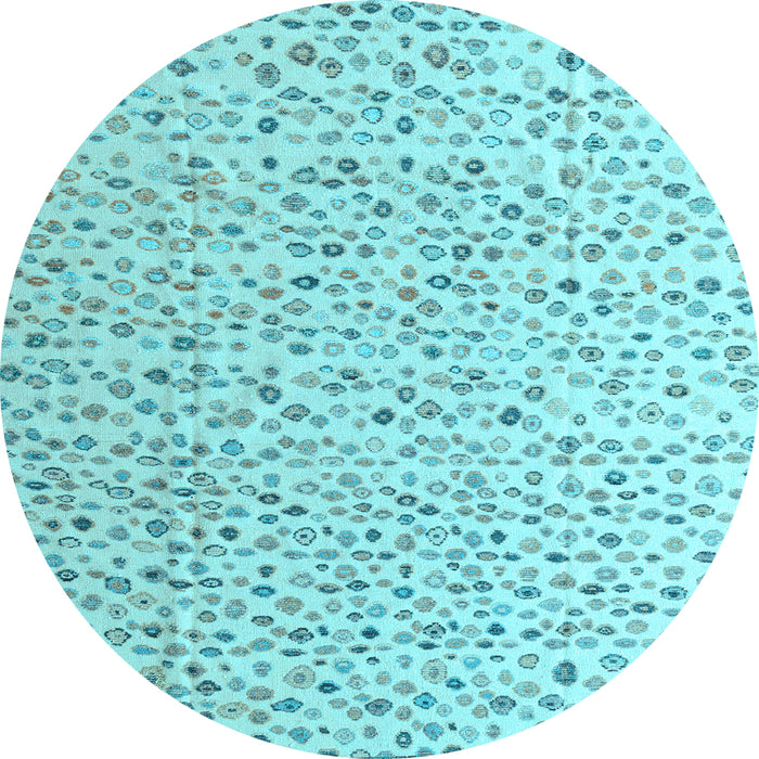 Round Machine Washable Solid Light Blue Modern Rug, wshabs4572lblu
