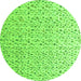 Round Machine Washable Solid Green Modern Area Rugs, wshabs4572grn