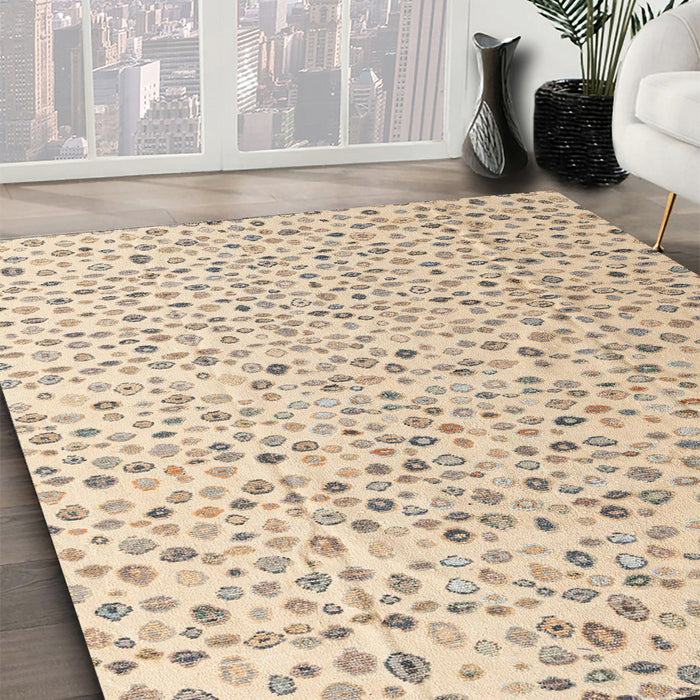 Abstract Camel Brown Solid Rug in Family Room, abs4572