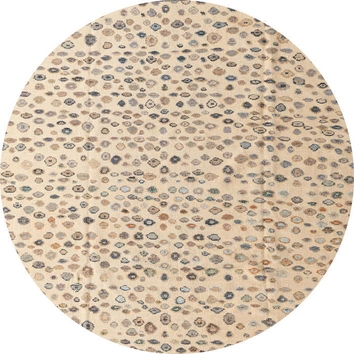 Round Abstract Camel Brown Solid Rug, abs4572