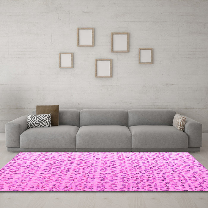 Machine Washable Solid Pink Modern Rug in a Living Room, wshabs4572pnk