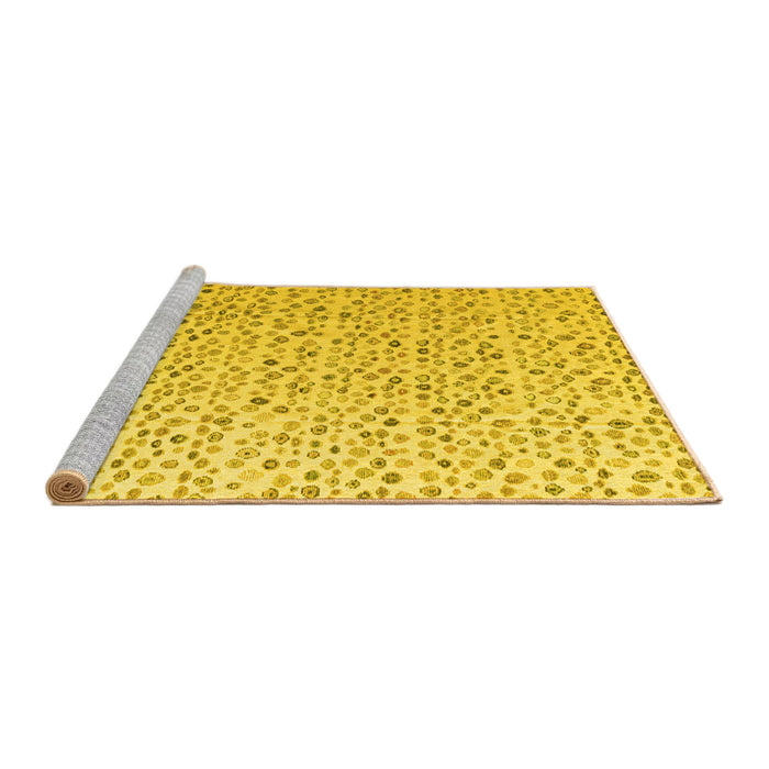 Sideview of Machine Washable Solid Yellow Modern Rug, wshabs4572yw