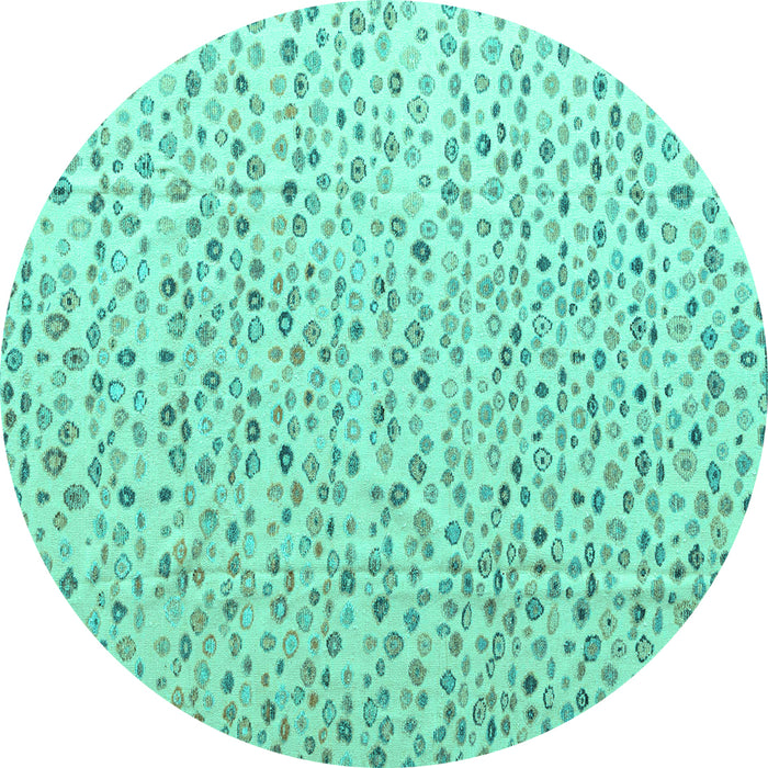 Round Machine Washable Solid Turquoise Modern Area Rugs, wshabs4572turq