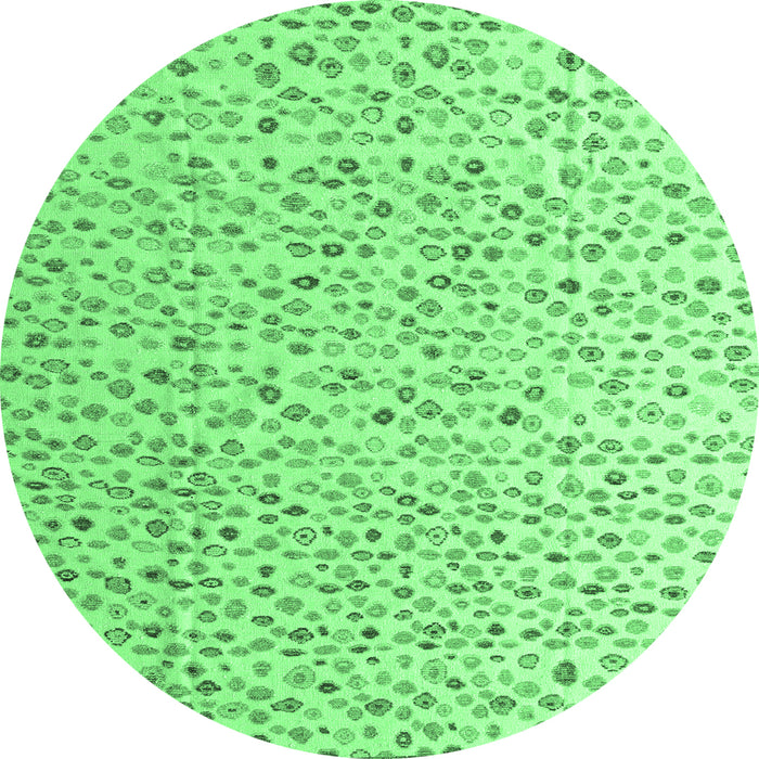 Round Machine Washable Solid Emerald Green Modern Area Rugs, wshabs4572emgrn