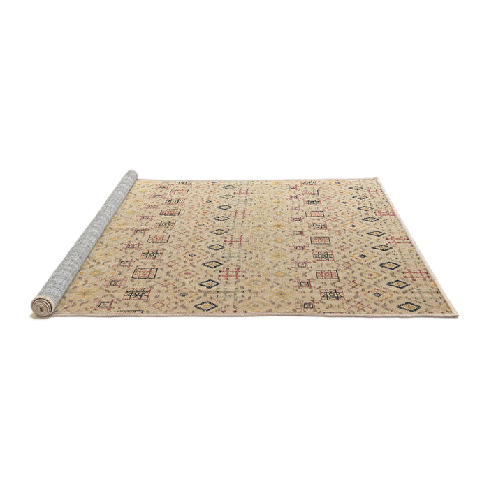 Sideview of Machine Washable Abstract Light Copper Gold Rug, wshabs4573
