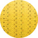 Round Solid Yellow Modern Rug, abs4573yw